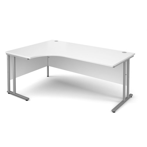 Maestro 25SL Ergonomic Desk Left Hand 1800x800x725mm Silver Frame/White Top MC18ELSWH