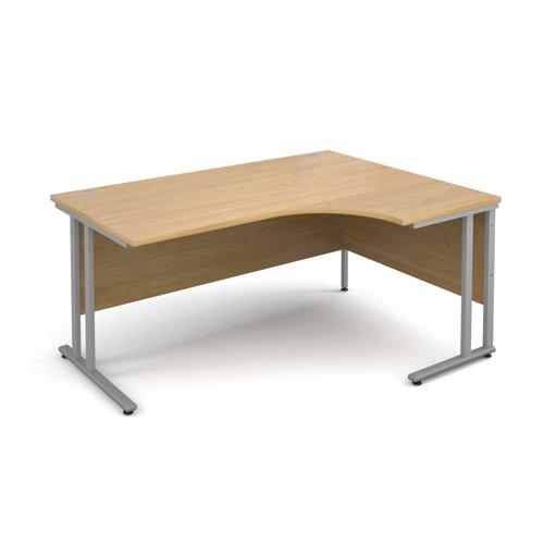 Maestro 25SL Ergonomic Desk Right Hand 1600x800x725mm Silver Frame/Oak Top MC16ERSO