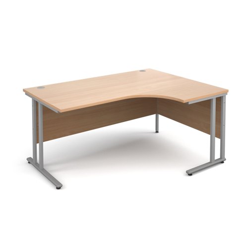 Maestro 25SL Ergonomic Desk Right Hand 1600x800x725mm Silver Frame/Beech Top MC16ERSB