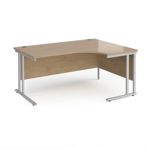 Maestro 25SL Ergonomic Desk Right Hand 1600x800x725mm Silver Frame/Kendal Oak Top MC16ERSKO