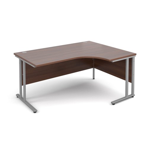 Maestro 25SL Ergonomic Desk Right Hand 1600x800x725mm Silver Frame/Walnut Top MC16ERSW