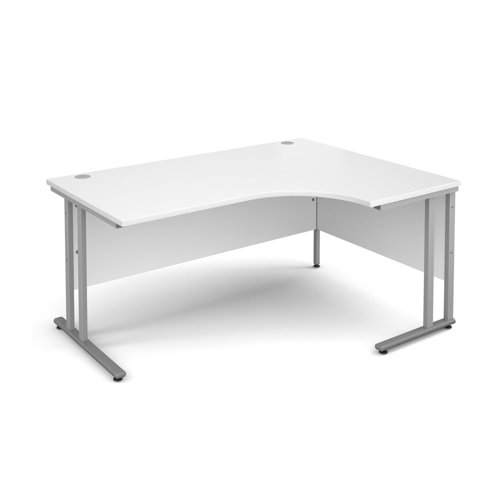 Maestro 25SL Ergonomic Desk Right Hand 1600x800x725mm Silver Frame/White Top MC16ERSWH