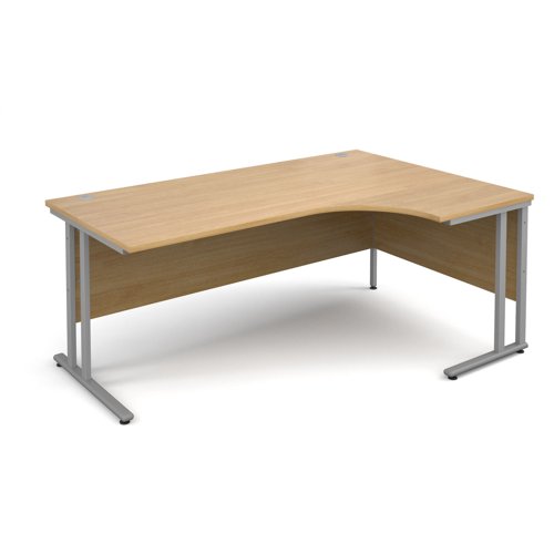 Maestro 25SL Ergonomic Desk Right Hand 1800x800x725mm Silver Frame/Oak Top MC18ERSO