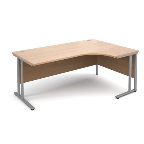 Maestro 25SL Ergonomic Desk Right Hand 1800x800x725mm Silver Frame/Beech Top MC18ERSB