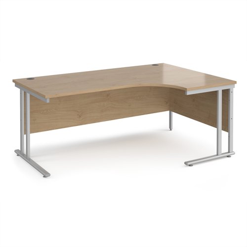 Maestro 25SL Ergonomic Desk Right Hand 1800x800x725mm Silver Frame/Kendal Oak Top MC18ERSKO