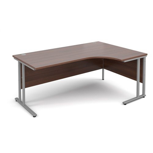 Maestro 25SL Ergonomic Desk Right Hand 1800x800x725mm Silver Frame/Walnut Top MC18ERSW