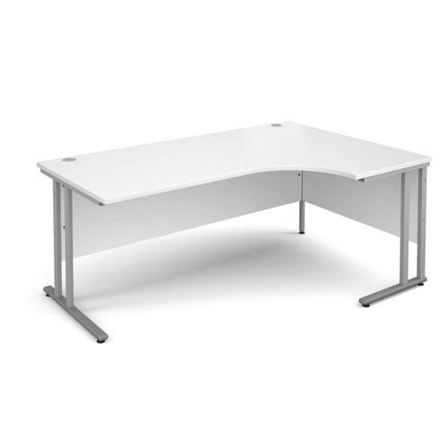 Maestro 25SL Ergonomic Desk Right Hand 1800x800x725mm Silver Frame/White Top MC18ERSWH