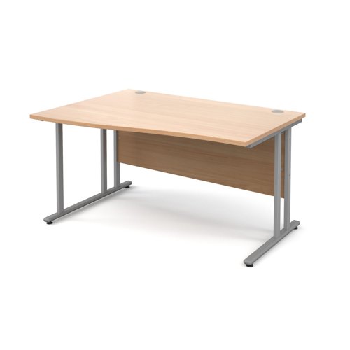 Maestro 25SL Wave Desk Left Hand 1400x800x725mm Silver Frame/Beech Top MC14WLSB