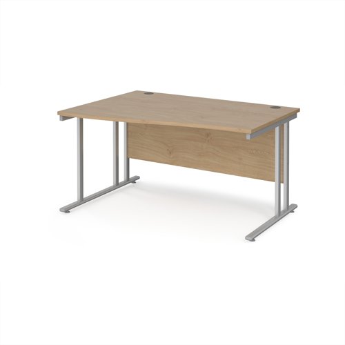 Maestro 25SL Wave Desk Left Hand 1400x800x725mm Silver Frame/Kendal Oak Top MC14WLSKO