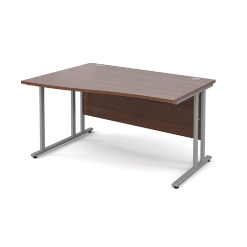 Maestro 25SL Wave Desk Left Hand 1400x800x725mm Silver Frame/Walnut Top MC14WLSW
