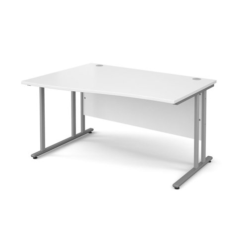 Maestro 25SL Wave Desk Left Hand 1400x800x725mm Silver Frame/White Top MC14WLSWH