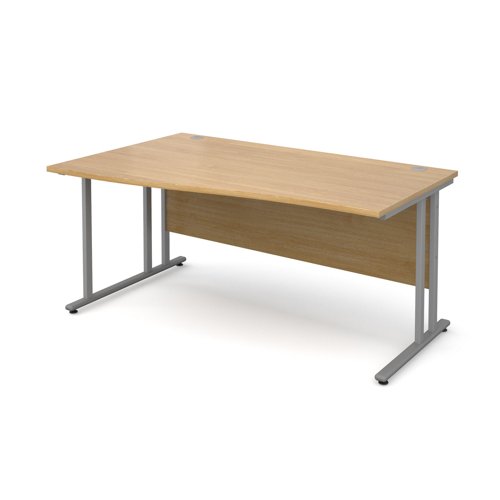 Maestro 25SL Wave Desk Left Hand 1600x800x725mm Silver Frame/Oak Top MC16WLSO