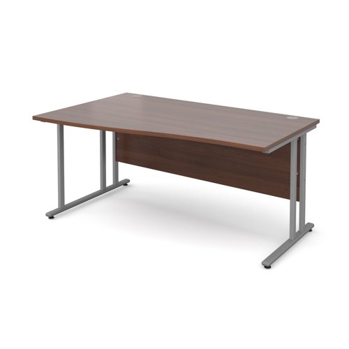 Maestro 25SL Wave Desk Left Hand 1600x800x725mm Silver Frame/Walnut Top MC16WLSW
