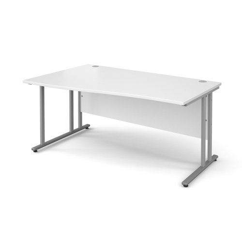 Maestro 25SL Wave Desk Left Hand 1600x800x725mm Silver Frame/White Top MC16WLSWH