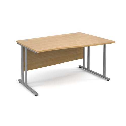 Maestro 25SL Wave Desk Right Hand 1400x800x725mm Silver Frame/Oak Top MC14WRSO