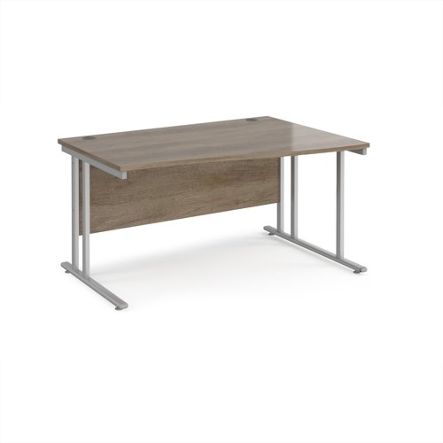 Maestro 25SL Wave Desk Right Hand 1400x800x725mm Silver Frame/Grey Nebraska Oak Top MC14WRSNO