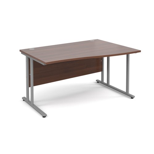 Maestro 25SL Wave Desk Right Hand 1400x800x725mm Silver Frame/Walnut Top MC14WRSW