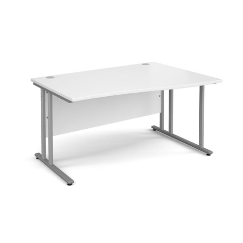Maestro 25SL Wave Desk Right Hand 1400x800x725mm Silver Frame/White Top MC14WRSWH