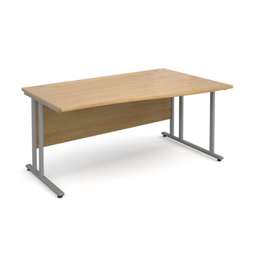 Maestro 25SL Wave Desk Right Hand 1600x800x725mm Silver Frame/Oak Top MC16WRSO