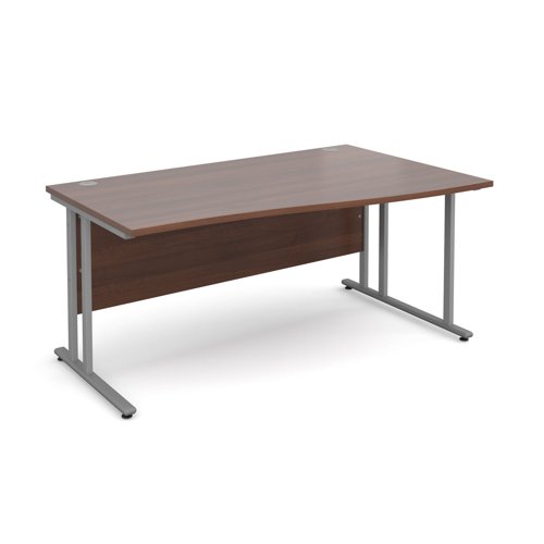 Maestro 25SL Wave Desk Right Hand 1600x800x725mm Silver Frame/Walnut Top MC16WRSW