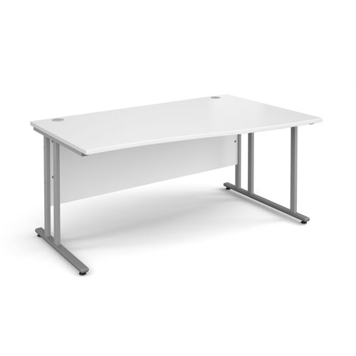 Maestro 25SL Wave Desk Right Hand 1600x800x725mm Silver Frame/White Top MC16WRSWH