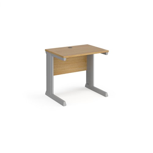 Vivo Straight Desk 800x600x725mm Silver Frame/Oak Top VEX8-S-O
