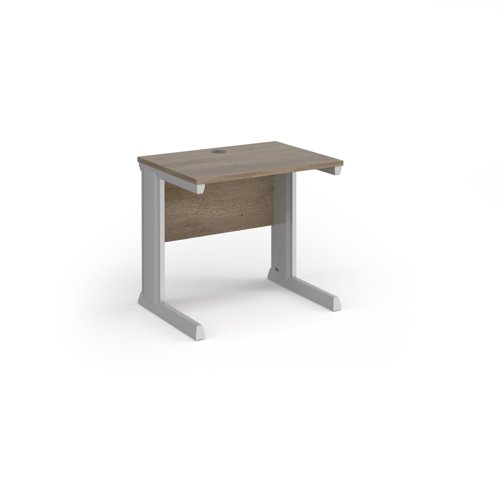 Vivo Straight Desk 800x600x725mm Silver Frame/Grey Nebraska Oak Top VEX8-S-NO