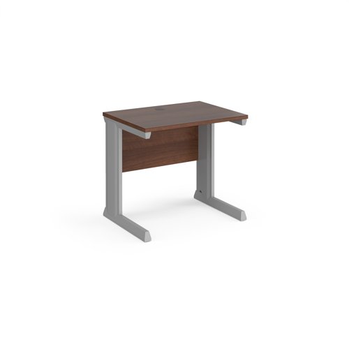 Vivo Straight Desk 800x600x725mm Silver Frame/Walnut Top VEX8-S-W