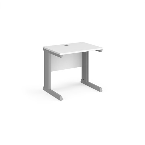 Vivo Straight Desk 800x600x725mm Silver Frame/White Top VEX8-S-WH