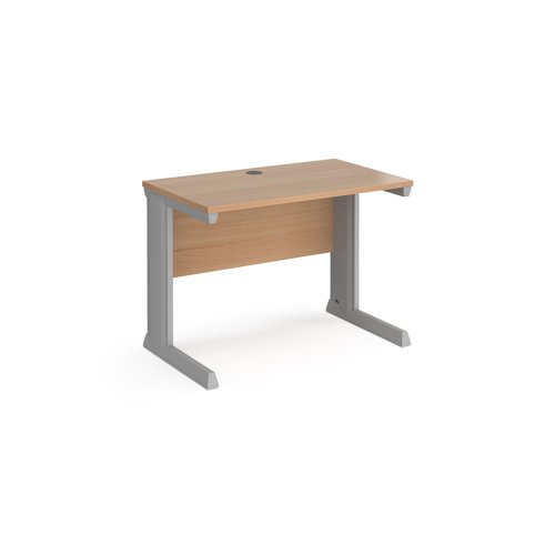 Vivo Straight Desk 1000x600x725mm Silver Frame/Beech Top VEX10-S-B
