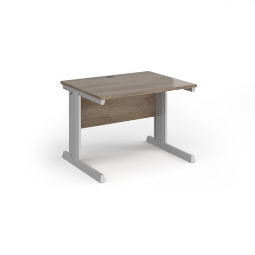 Vivo Straight Desk 1000x600x725mm Silver Frame/Grey Nebraska Oak Top VEX10-S-NO