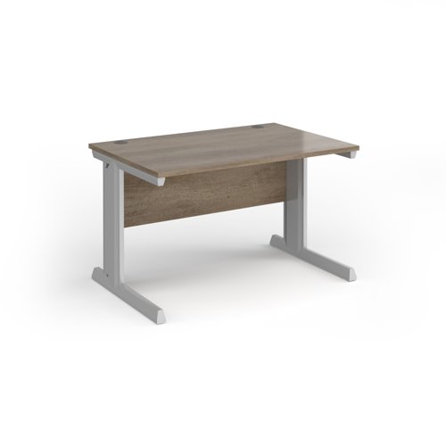 Vivo Straight Desk 1200x600x725mm Silver Frame/Grey Nebraska Oak Top VEX12-S-NO