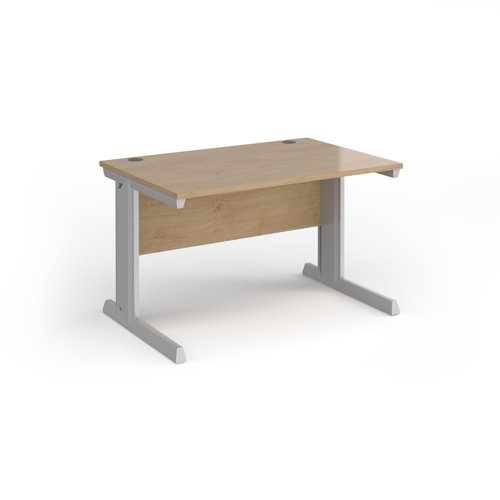 Vivo Straight Desk 1200x600x725mm Silver Frame/Kendal Oak Top VEX12-S-KO