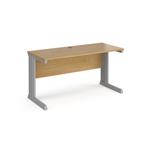 Vivo Straight Desk 1400x600x725mm Silver Frame/Oak Top VEX14-S-O