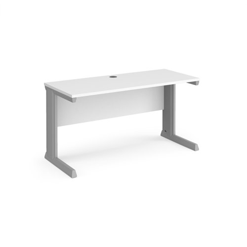 Vivo Straight Desk 1400x600x725mm Silver Frame/White Top VEX14-S-WH
