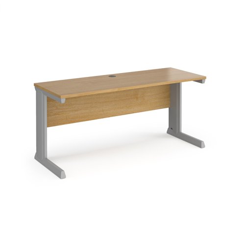 Vivo Straight Desk 1600x600x725mm Silver Frame/Oak Top VEX16-S-O