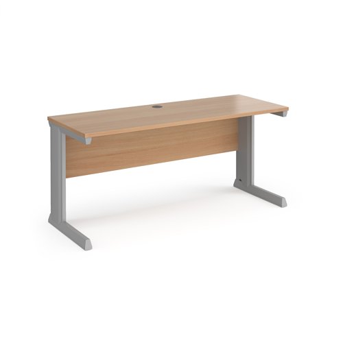 Vivo Straight Desk 1600x600x725mm Silver Frame/Beech Top VEX16-S-B