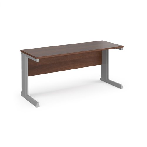 Vivo Straight Desk 1600x600x725mm Silver Frame/Walnut Top VEX16-S-W