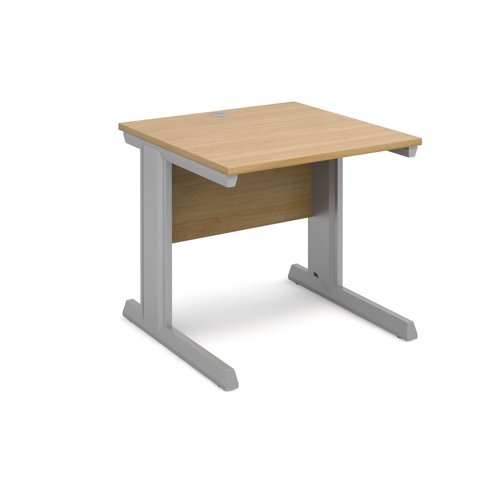 Vivo Straight Desk 800x800x725mm Silver Frame/Oak Top V8-S-O