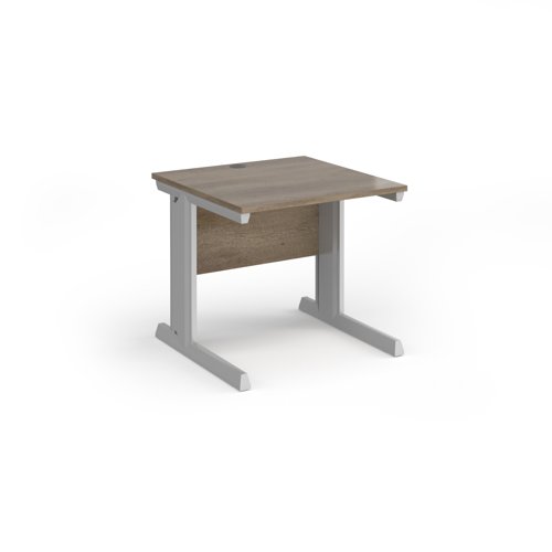 Vivo Straight Desk 800x800x725mm Silver Frame/Grey Nebraska Oak Top V8-S-NO