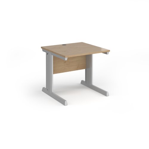 Vivo Straight Desk 800x800x725mm Silver Frame/Kendal Oak Top V8-S-KO