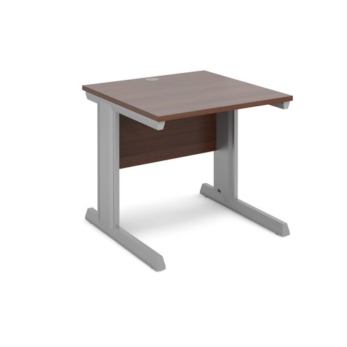 Vivo Straight Desk 800x800x725mm Silver Frame/Walnut Top V8-S-W