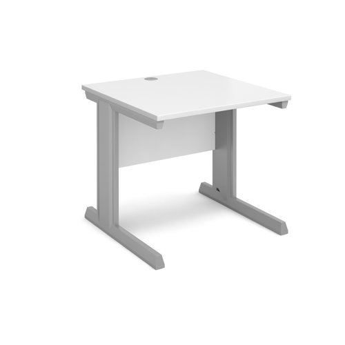 Vivo Straight Desk 800x800x725mm Silver Frame/White Top V8-S-WH