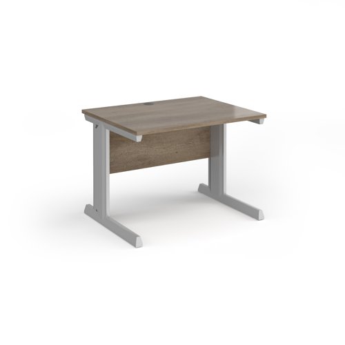 Vivo Straight Desk 1000x800x725mm Silver Frame/Grey Nebraska Oak Top V10-S-NO