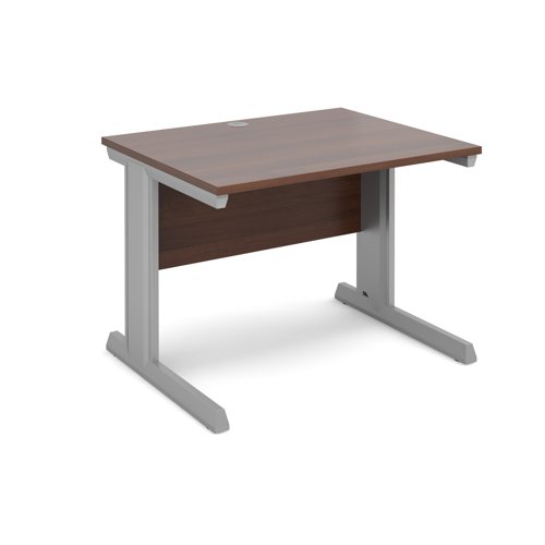Vivo Straight Desk 1000x800x725mm Silver Frame/Walnut Top V10-S-W