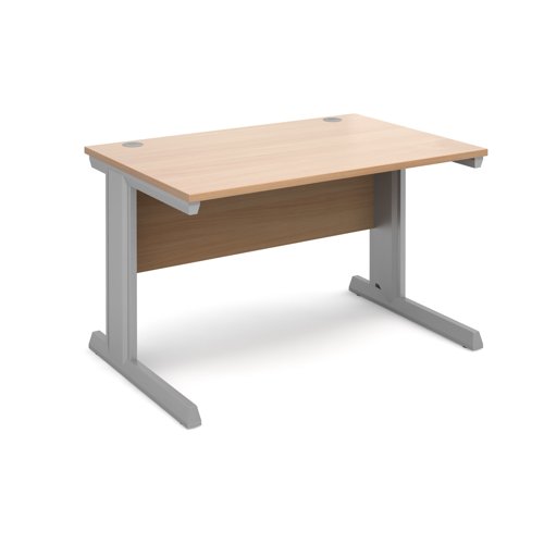 Vivo Straight Desk 1200x800x725mm Silver Frame/Beech Top V12-S-B