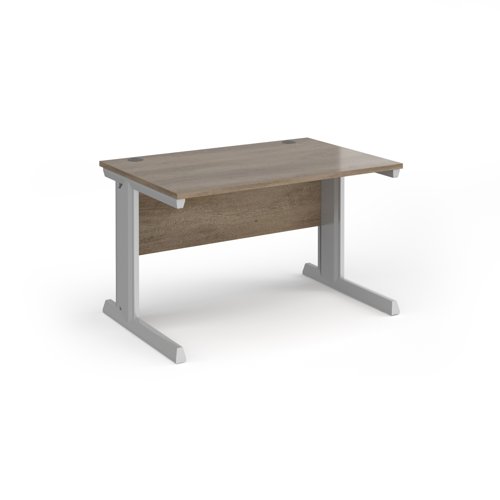 Vivo Straight Desk 1200x800x725mm Silver Frame/Grey Nebraska Oak Top V12-S-NO