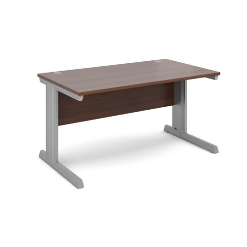 Vivo Straight Desk 1400x800x725mm Silver Frame/Walnut Top V14-S-W