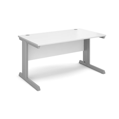 Vivo Straight Desk 1400x800x725mm Silver Frame/White Top V14-S-WH
