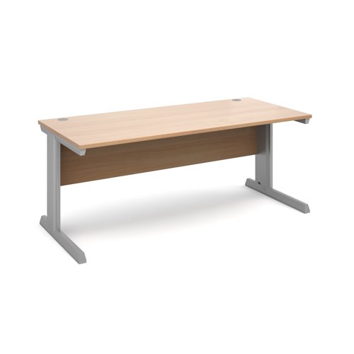 Vivo Straight Desk 1800x800x725mm Silver Frame/Beech Top V18-S-B